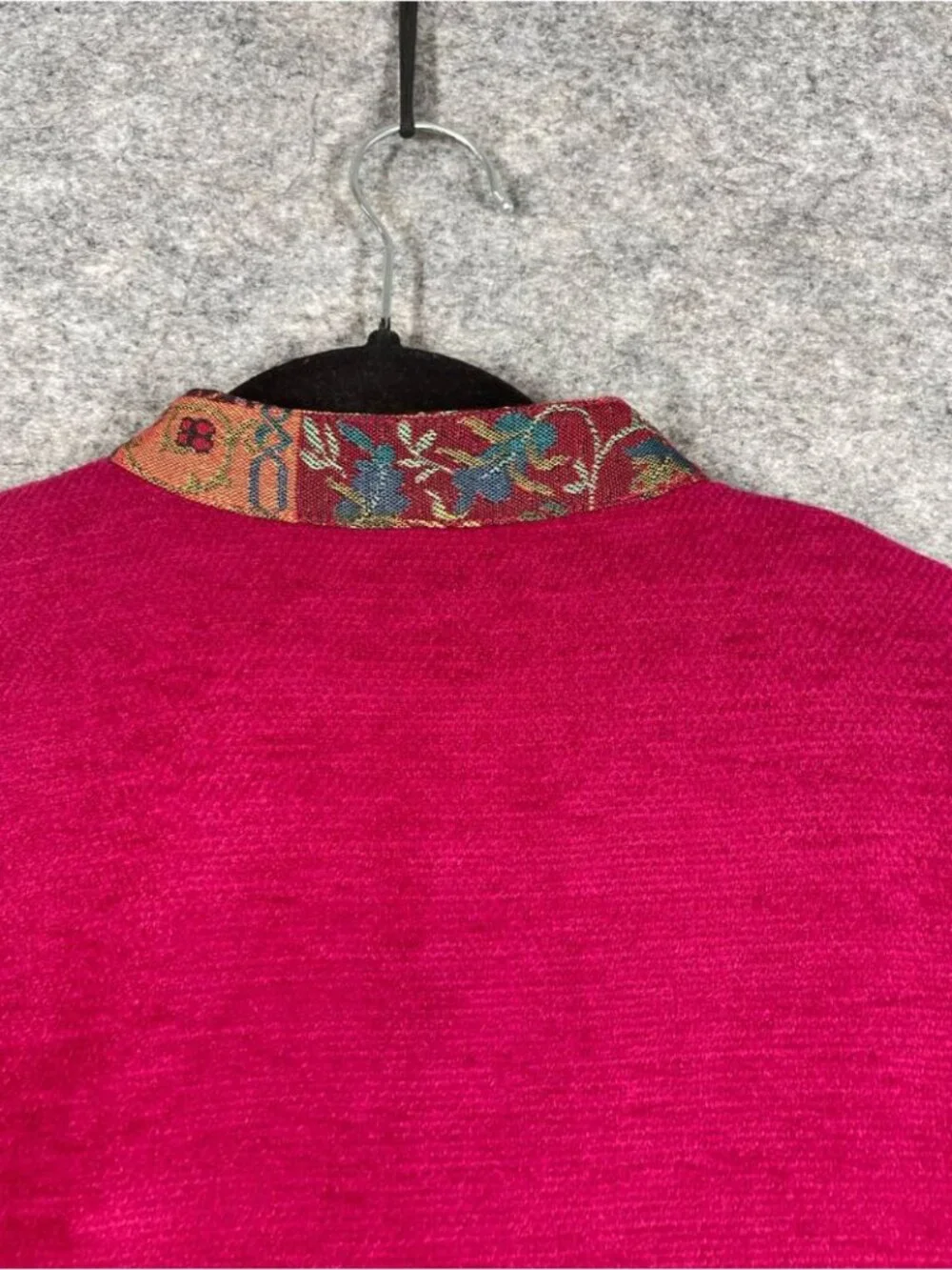 Vintage Napa Valley Embroidered Magenta Jacket Paisley Trim Large Boho Artsy